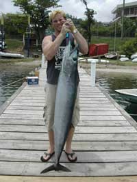 Eric with his 50lb wahoo at GYC dock