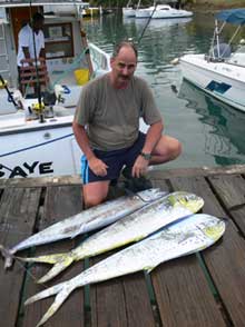 Andy caught 2 dorado and a wahoo on Yes Aye grenada