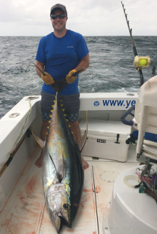 Grenada yellowfin tuna action on Yes Aye