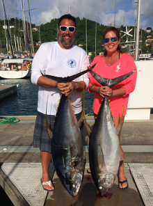 Grenada yellowfin tuna action on Yes Aye