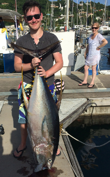 Grenada yellowfin tuna action on Yes Aye