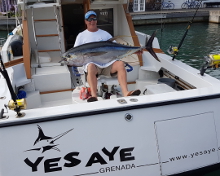 Grenada yellowfin tuna action on Yes Aye