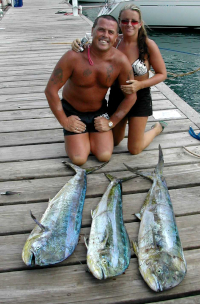 Kevin & Sam with their catch of 3 dorado at GYC dock