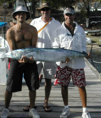 the crew with their wahoo at GYC dock