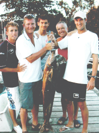Lancashire cricketers with their catch