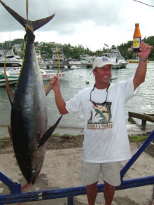 Badger with his yellowfin hanging up at GYC during the tournament