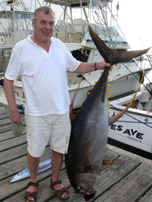 big yellowfin tuna caught by Hugh on Yes Aye