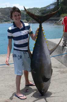 Harry's big yellowfin tuna caught with true blue Sportfishing on Yes Aye