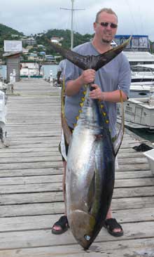 yellowfin tuna caught in Grenada on Yes Aye