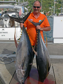bag up with yellowfin tuna on Yes aye grenada