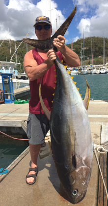 Grenada yellowfin tuna action on Yes Aye